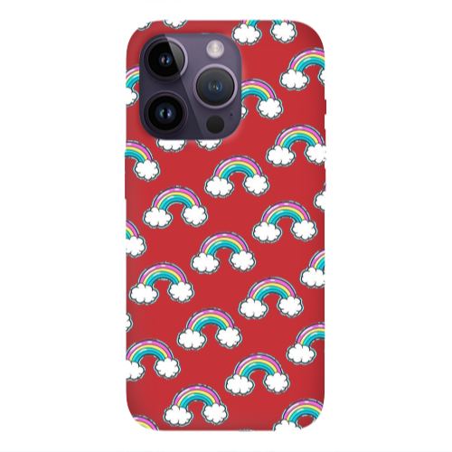 Apple iPhone 14 Pro Max Cute rainbows Red Colored Silicone TPU Θήκη