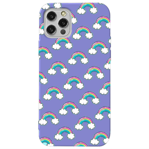 Apple iPhone 13 Pro Cute rainbows Purple Colored Silicone TPU Θήκη