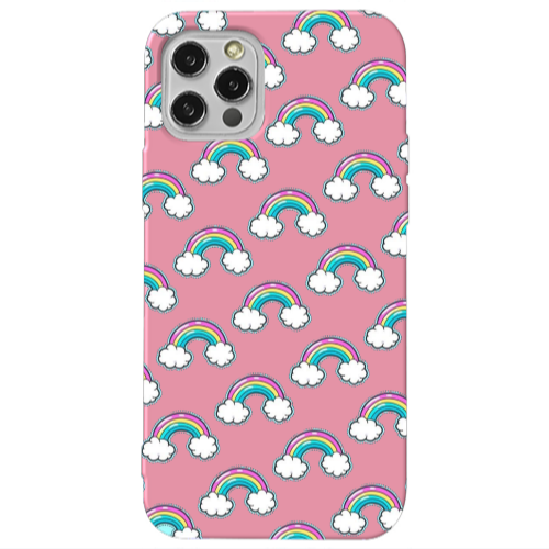 Apple iPhone 13 Pro Cute rainbows Pink Colored Silicone TPU Θήκη