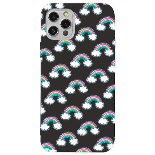 Apple iPhone 13 Pro Cute rainbows Black Colored Silicone TPU Θήκη