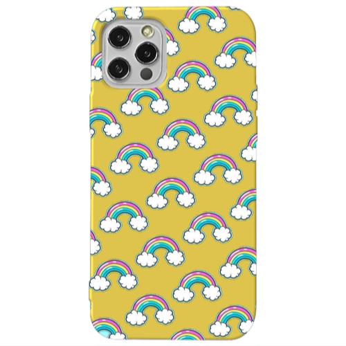 Apple iPhone 13 Pro Cute rainbows Yellow Colored Silicone TPU Θήκη