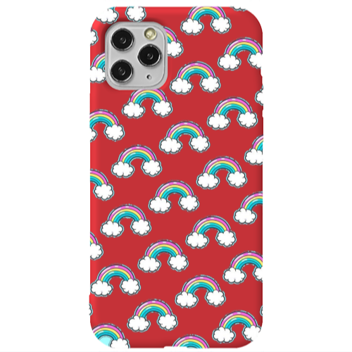 Apple iPhone 11 Pro Max Cute rainbows Red Colored Silicone TPU Θήκη
