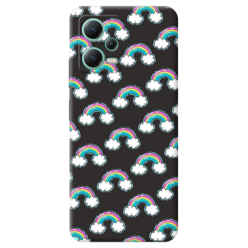 Xiaomi Redmi Note 12 Pro 5G Cute rainbows Black Colored Silicone TPU Θήκη