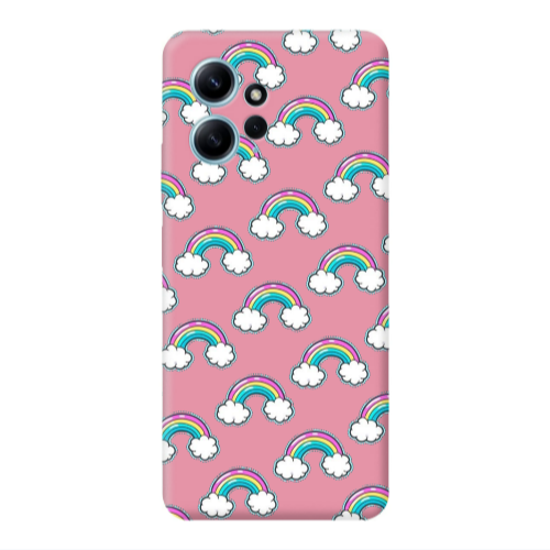 Xiaomi Redmi Note 12 4G Cute rainbows Pink Colored Silicone TPU Θήκη
