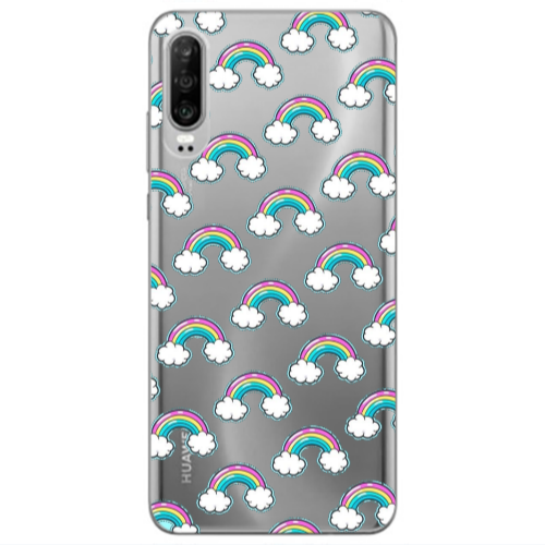Huawei P30 Cute rainbows Transparent Silicone TPU Θήκη