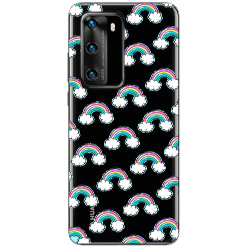 Huawei P40 Cute rainbows Transparent Silicone TPU Θήκη