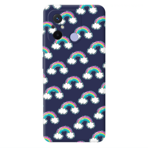 Xiaomi Redmi 12C Cute rainbows Dark blue Colored Silicone TPU Θήκη