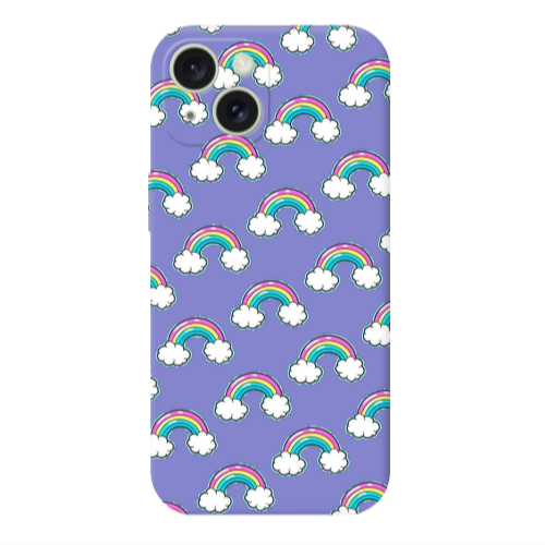 Apple iPhone 15 Plus Cute rainbows Purple Colored Silicone TPU Θήκη