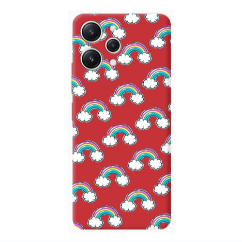 Xiaomi Redmi 12 Cute rainbows Red Colored Silicone TPU Θήκη
