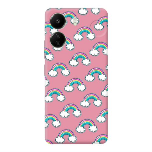 Xiaomi Redmi 13C Cute rainbows Pink Colored Silicone TPU Θήκη