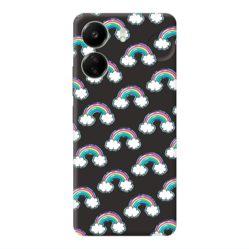 Xiaomi Redmi 13C Cute rainbows Black Colored Silicone TPU Θήκη