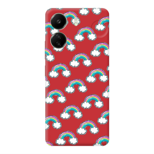 Xiaomi Redmi 13C Cute rainbows Red Colored Silicone TPU Θήκη