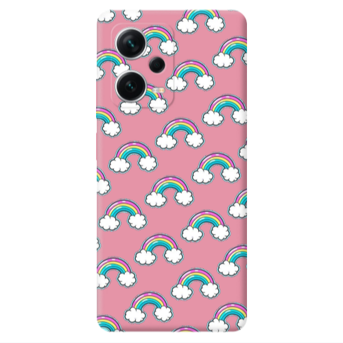 Xiaomi Poco X5 Cute rainbows Pink Colored Silicone TPU Θήκη