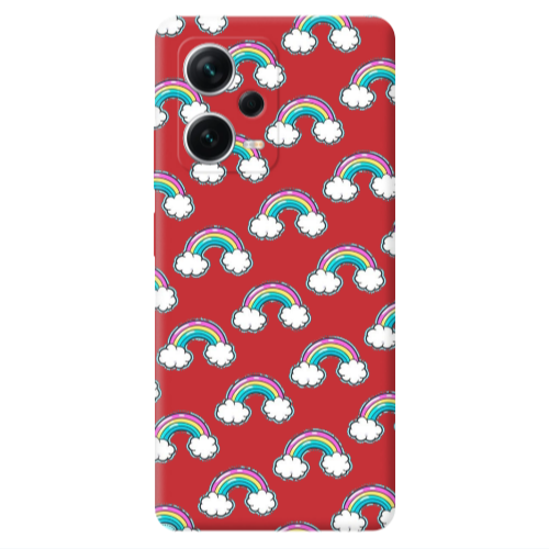 Xiaomi Poco X5 Cute rainbows Red Colored Silicone TPU Θήκη