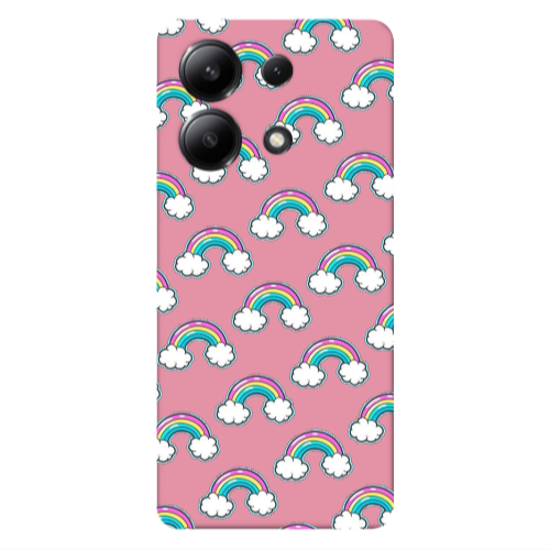 Xiaomi Redmi Note 13 4G Cute rainbows Pink Colored Silicone TPU Θήκη
