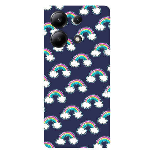 Xiaomi Redmi Note 13 4G Cute rainbows Dark blue Colored Silicone TPU Θήκη