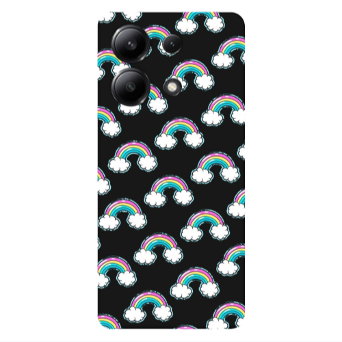 Xiaomi Redmi Note 13 4G Cute rainbows Black Colored Silicone TPU Θήκη
