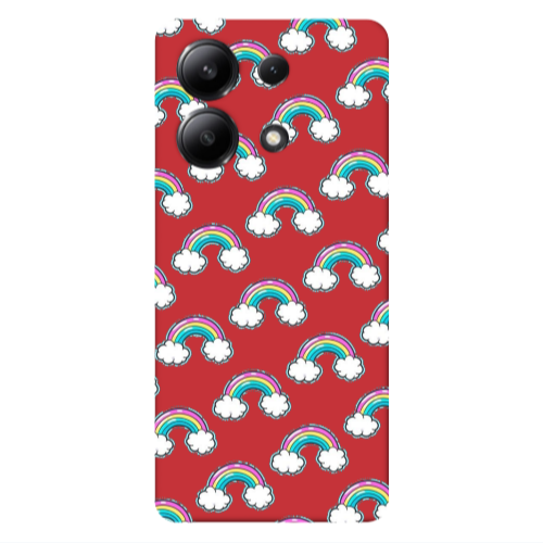 Xiaomi Redmi Note 13 4G Cute rainbows Red Colored Silicone TPU Θήκη