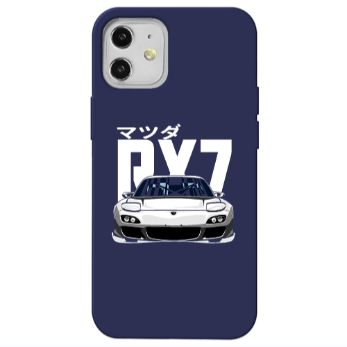 Apple iPhone 12 Car Rx7 Dark blue Colored Silicone TPU Θήκη
