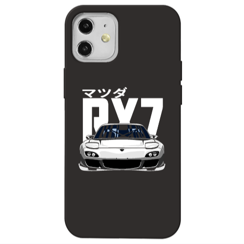 Apple iPhone 12 Car Rx7 Black Colored Silicone TPU Θήκη