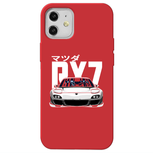 Apple iPhone 12 Car Rx7 Red Colored Silicone TPU Θήκη