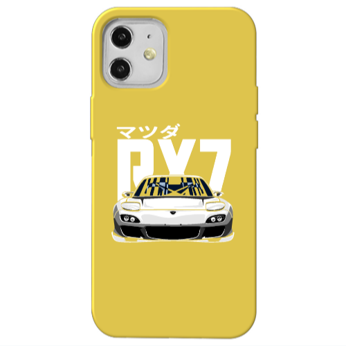 Apple iPhone 12 Car Rx7 Yellow Colored Silicone TPU Θήκη