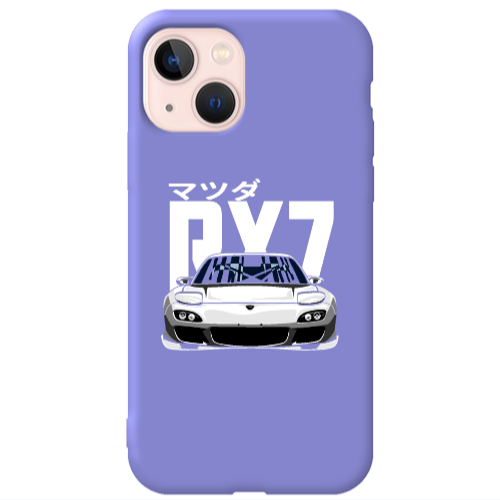Apple iPhone 13 Car Rx7 Purple Colored Silicone TPU Θήκη