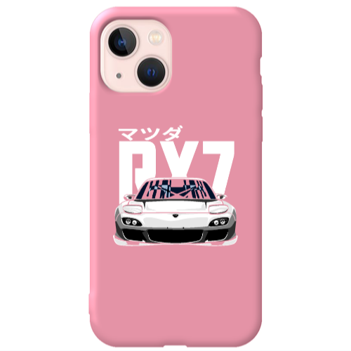 Apple iPhone 13 Car Rx7 Pink Colored Silicone TPU Θήκη