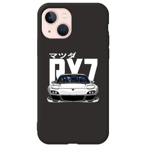 Apple iPhone 13 Car Rx7 Black Colored Silicone TPU Θήκη