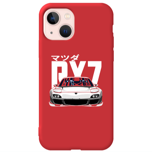 Apple iPhone 13 Car Rx7 Red Colored Silicone TPU Θήκη