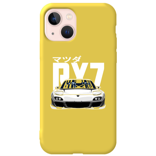 Apple iPhone 13 Car Rx7 Yellow Colored Silicone TPU Θήκη