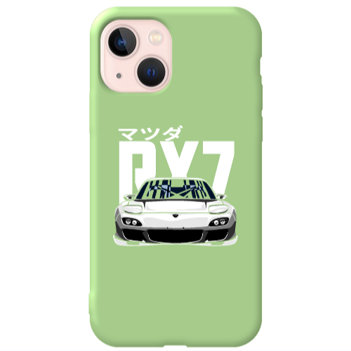 Apple iPhone 13 Car Rx7 Light Green Colored Silicone TPU Θήκη