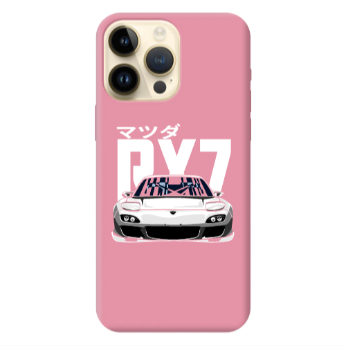 Apple iPhone 13 Pro Max Car Rx7 Pink Colored Silicone TPU Θήκη