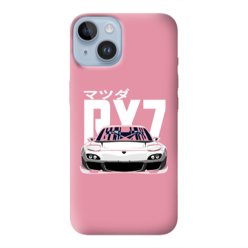 Apple iPhone 14 Plus Car Rx7 Pink Colored Silicone TPU Θήκη