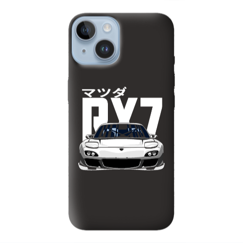 Apple iPhone 14 Plus Car Rx7 Black Colored Silicone TPU Θήκη