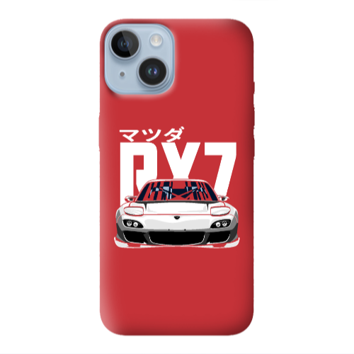Apple iPhone 14 Plus Car Rx7 Red Colored Silicone TPU Θήκη