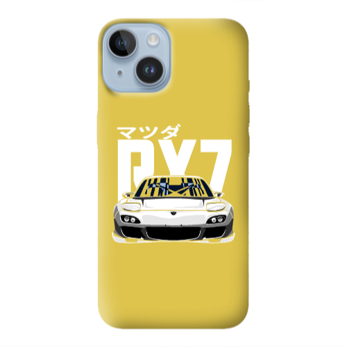 Apple iPhone 14 Plus Car Rx7 Yellow Colored Silicone TPU Θήκη