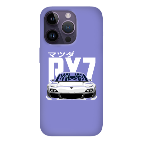 Apple iPhone 14 Pro  Car Rx7 Purple Colored Silicone TPU Θήκη