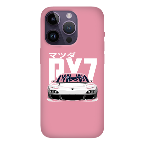 Apple iPhone 14 Pro Max Car Rx7 Pink Colored Silicone TPU Θήκη