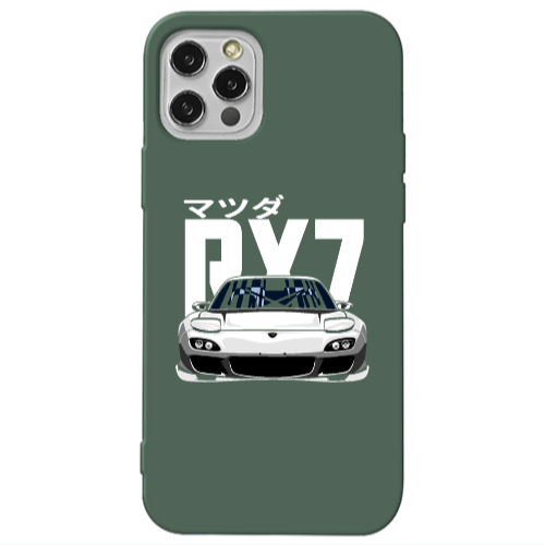 Apple iPhone 13 Pro Car Rx7 Dark Green Colored Silicone TPU Θήκη