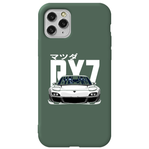 Apple iPhone 11 Pro Max Car Rx7 Dark Green Colored Silicone TPU Θήκη