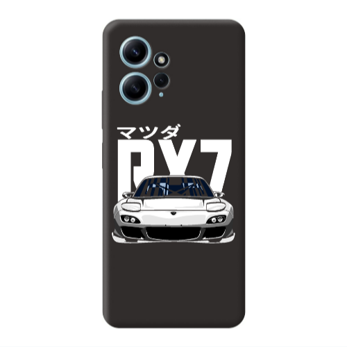 Xiaomi Redmi Note 12 4G Car Rx7 Black Colored Silicone TPU Θήκη