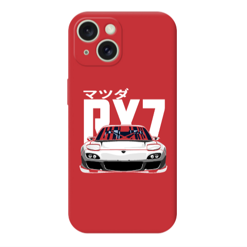 Apple iPhone 15 Car Rx7 Red Colored Silicone TPU Θήκη