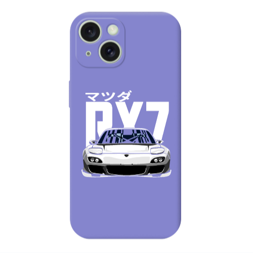 Apple iPhone 15 Plus Car Rx7 Purple Colored Silicone TPU Θήκη