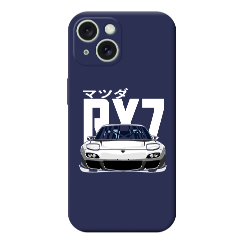 Apple iPhone 15 Plus Car Rx7 Dark blue Colored Silicone TPU Θήκη