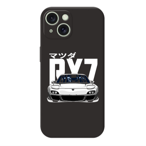 Apple iPhone 15 Plus Car Rx7 Black Colored Silicone TPU Θήκη