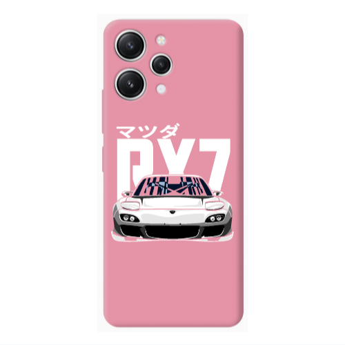Xiaomi Redmi 12 Car Rx7 Pink Colored Silicone TPU Θήκη
