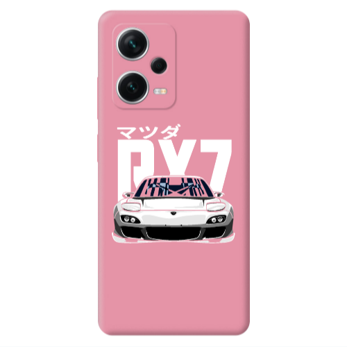 Xiaomi Poco X5 Car Rx7 Pink Colored Silicone TPU Θήκη