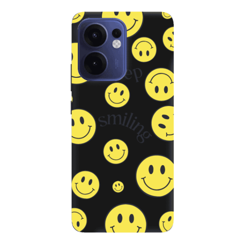 Oppo Reno 13 F Keep Smiling Black Colored Silicone TPU Θήκη
