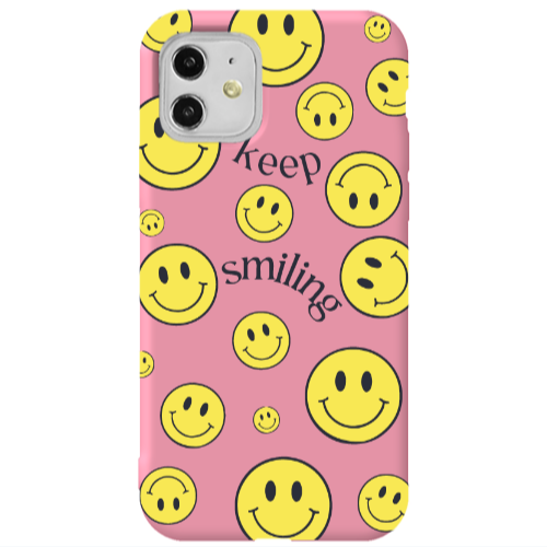 Apple iPhone 11  Keep Smiling Pink Colored Silicone TPU Θήκη